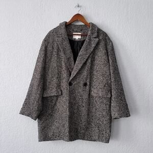 a new day black and white herringbone double breasted coat size xxl